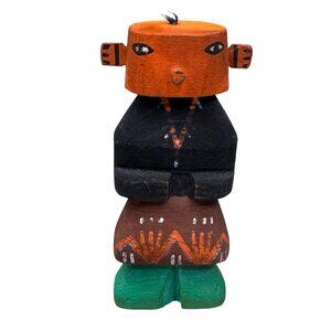 Vintage Route 66 Tourist Kachina Doll Wooden Art Figurine Totem Sculpture 4"